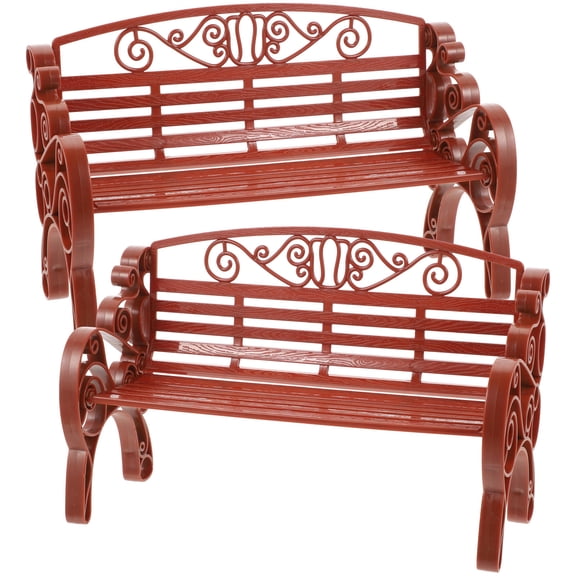 Luxshiny 2Pcs Small Brown Park Bench Model for Garden and Home Decoration