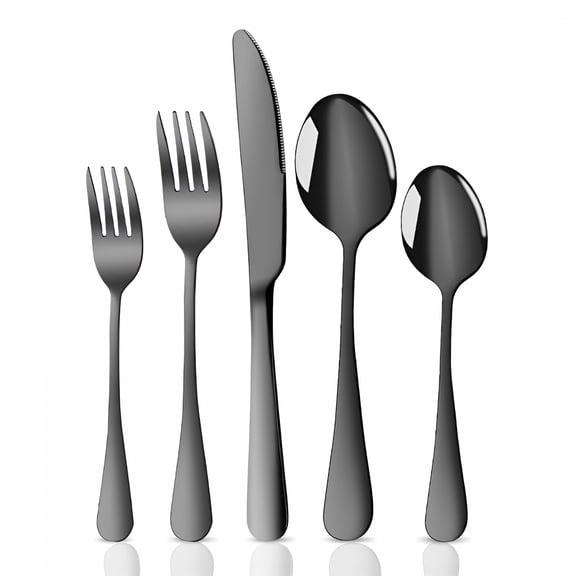 ACDANC Matte Silverware Set, Stainless Steel Flatware Set, Tableware Cutlery Set, Bright Black