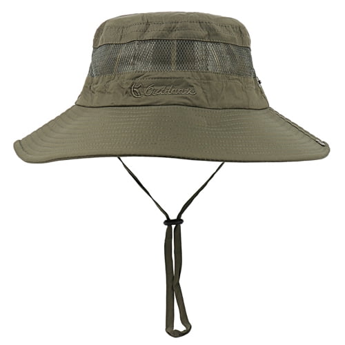 Unisex Bucket Hat Solid Color Flat Top Wide Brim Mesh Sun Protection  Adjustable Cap for Fishing 