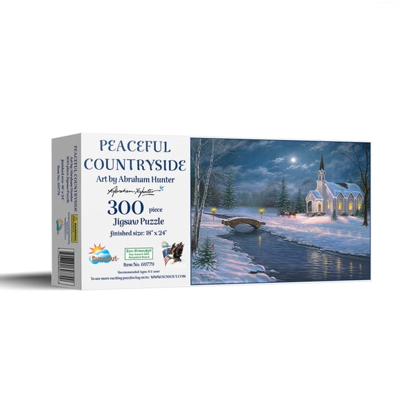 SUNSOUT INC - Peaceful Countryside - 1000 pc Jigsaw Puzzle by Artist: Abraham Hunter - Finished Size 20" x 27" - MPN# 69779