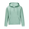 thumbnail image 3 of DDAPJ pyju Button Collar Hoodies for Men Drop Shoulder Long Sleeve Hooded Sweatshirt Loose Casual Pullover Hoodie Hip Hop Youth Hoody Green M, 3 of 6