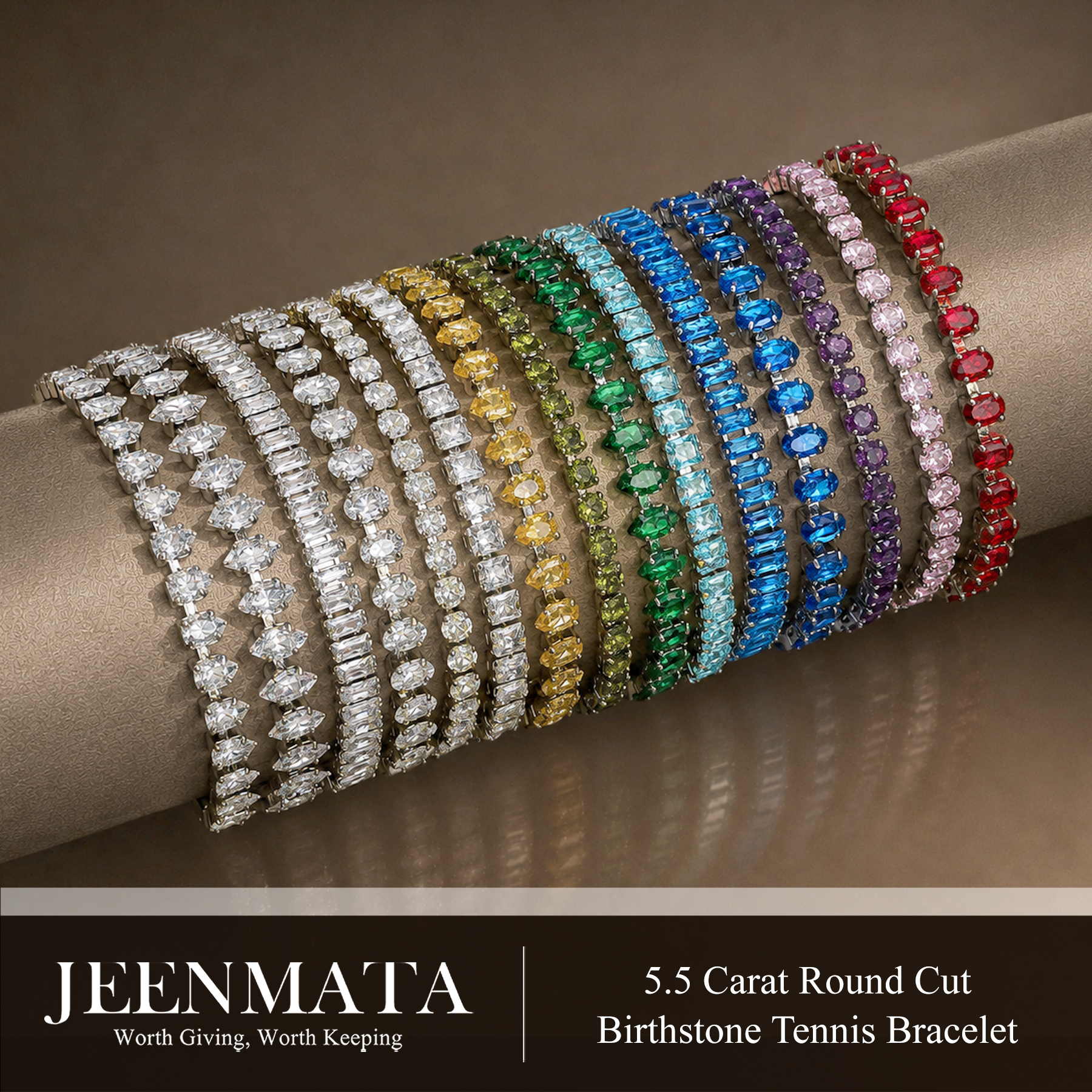 JeenMata 5.5 Carat Cubic Zirconia Tennis Bracelet for Women photo 2
