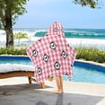 thumbnail image 3 of Yayeee Kids Hooded Towel with Hand Pockets Beach Soft Absorbent Bath Wrap 50 x 23.5 inch, Pink Plaid Horse Pattern, 3 of 5