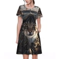 thumbnail image 1 of Disketp Pilot Cat In Vintage Plane para Vestido de Manga Corta para Mujeres, Vestidos de Verano para Mujeres, Casual y Holgado para la Playa, 1 of 6