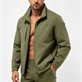 thumbnail image 5 of Homenesgenics Jackets for Men Big and Tall Casual Lightweight Long-Sleeve Hoodless Casual Outerwear with Zipper Pockets Green L, 5 of 6
