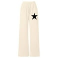 thumbnail image 4 of Kids Girls Sweatpants Star Printed Elastic Waist Wide Leg Pants with Pockets Beige Sweatpants Girls 10-11 Years Clothes, 4 of 4
