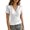 yue866-White, variant on KHONTS Women's T Shirts Summer Criss Cross Front Deep V-Neck T-Shirt Short Sleeve Slim Fit Fashion Tops Tee Yellow XL