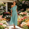 thumbnail image 6 of JULMCOMO Summer Dresses for Women Polka Dot One Shoulder Casual A Line Flowy Maxi Dresses Tie Strap Beach Vacation Sundresses Mint Green L, 6 of 6