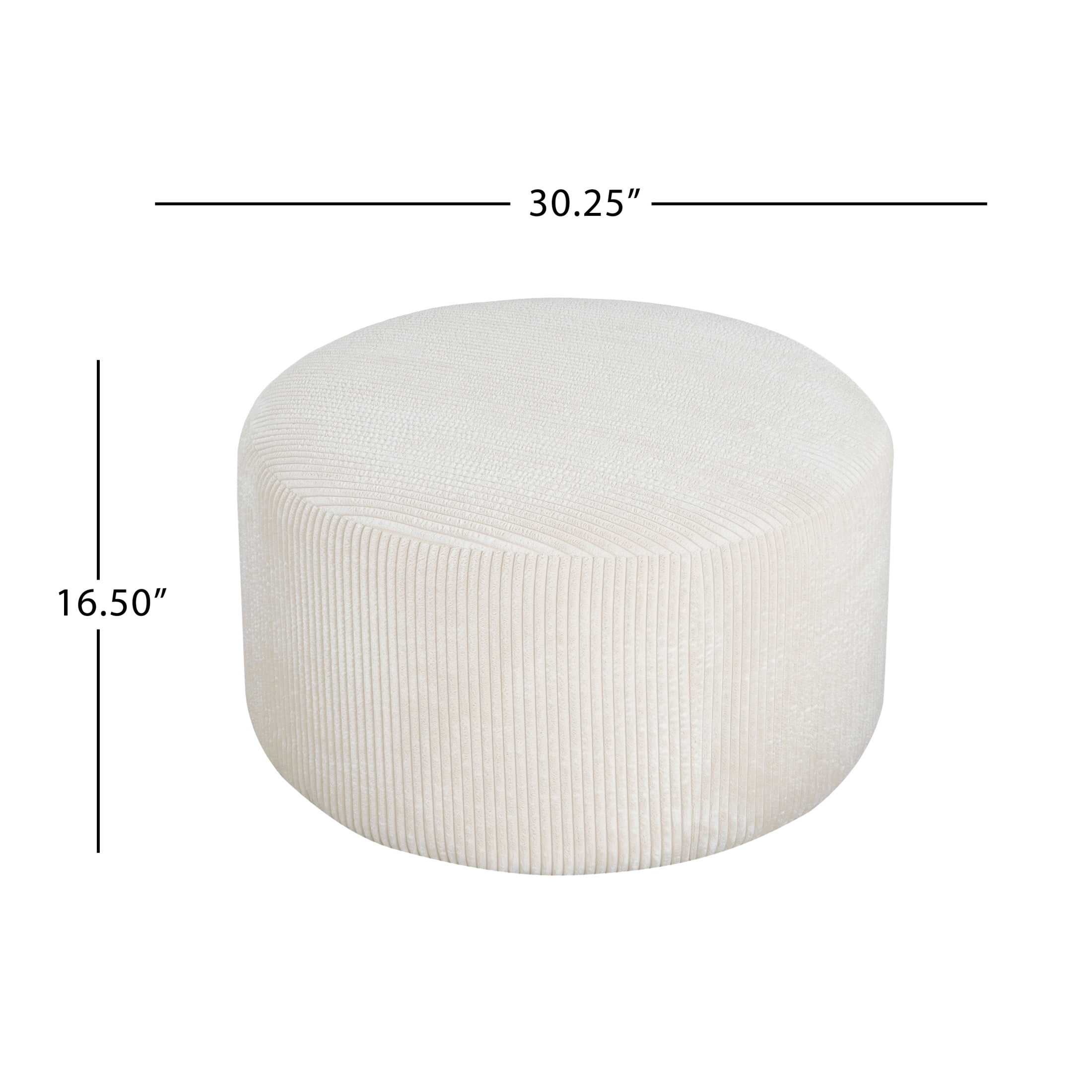 Christopher Knight Home 30" Corduroy Upholstered Round Ottoman, Wood Frame, Beige