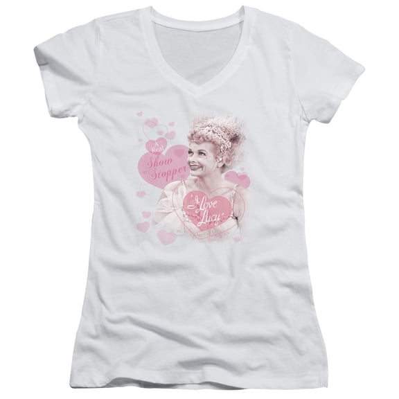 I Love Lucy Show Stopper Junior Women's T-Shirt V-Neck White