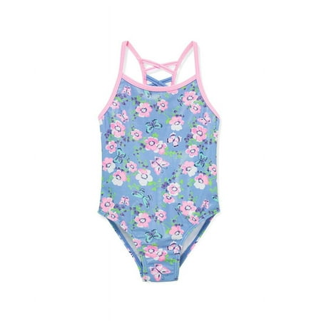 Flapdoodles girls Foil Overlay Swimsuit, 3T