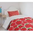 thumbnail image 4 of Ambesonne Fruits Quilted Bedspread Set 2 Pcs, Yummy Strawberry Botany, Twin Size, Hunter Green and Red, 4 of 6