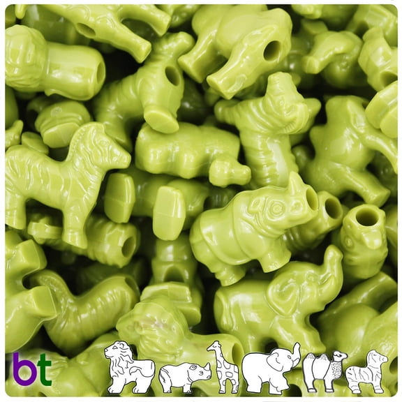 BeadTin Kiwi Opaque Safari Animal Pony Beads (2oz)