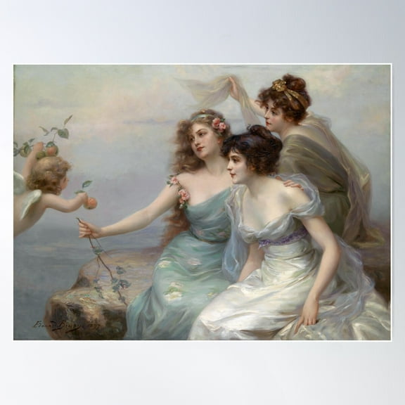 The Three Graces, By Edouard Bisson. Poster Wall Art, Modern Wall Decor For Living Room Bedroom, 8x12 UNFRAMED