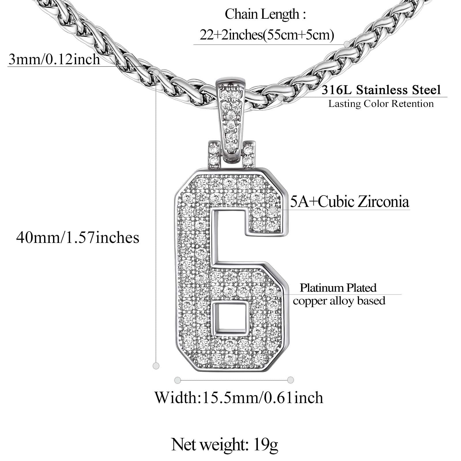 FindChic Cubic Zirconia Silver Colors Necklaces for Mens FindChic Cubic Zirconia Silver Colors Necklaces for Mens