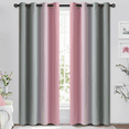 thumbnail image 2 of Yakamok Grommet Pink and Grey Ombre Room Darkening Curtains for Living Room/ Bedroom,2 Panels, 52x84inches, 2 of 6