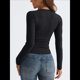 thumbnail image 5 of Camisas de Larga para Mujer, Moda de Otoño 2025, Cuello en V, Blusas Básicas, Blusas Ajustadas Y2K, Conjuntos Negro S, 5 of 8