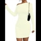 thumbnail image 2 of Vestido de Cóctel Mini Ajustado con Volantes, Mangas Largas y Hombros Descubiertos para Mujer Albaricoque M, 2 of 10