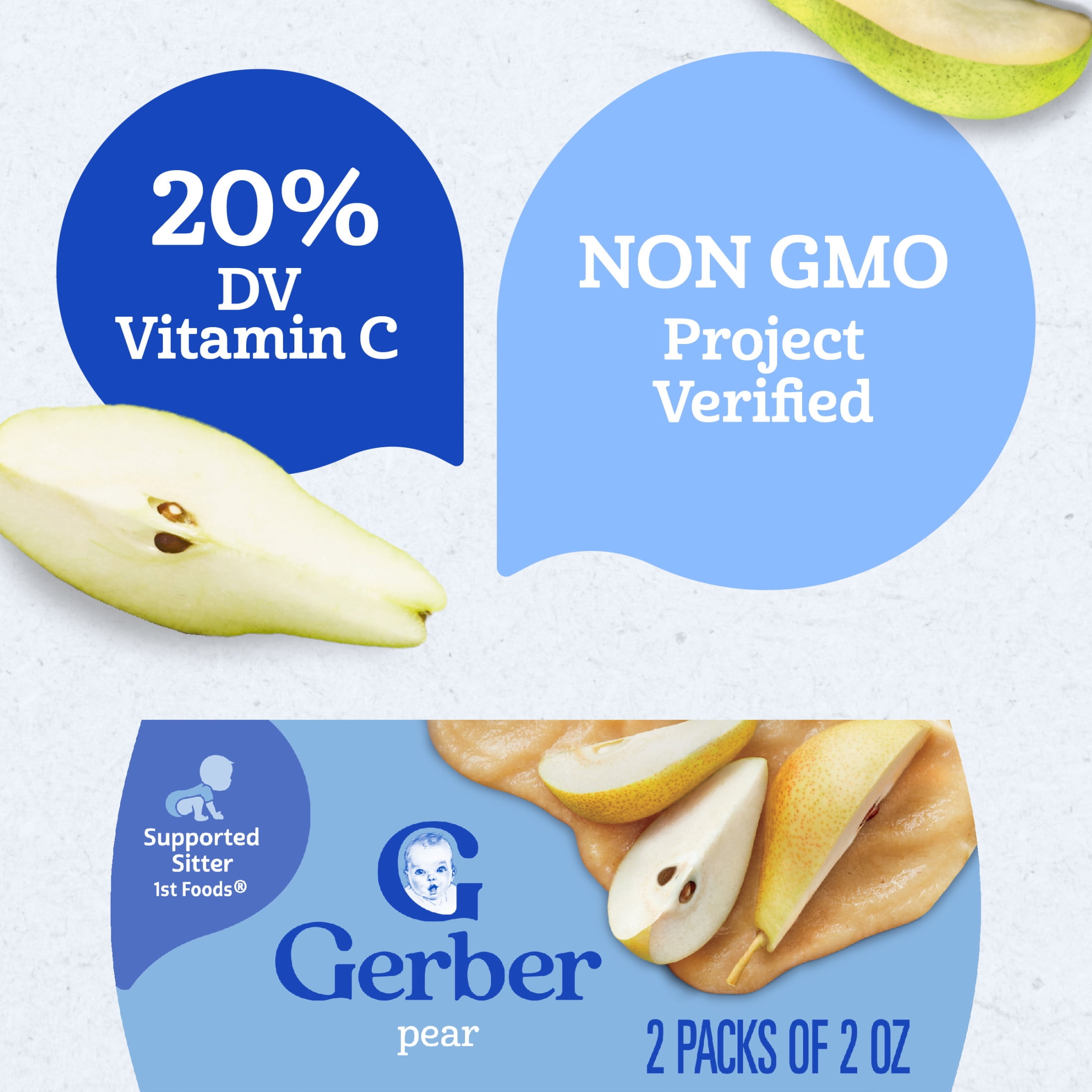 (8 pack) Gerber 1st Foods Baby Food, Pear, 2 oz Tubs (2 Pack)