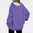 thumbnail image 4 of QUYUON Womens Hooded Sweatshirts Casual Long Sleeve Crew Neck Hoodies Pullover Tops Comfy Loose Fit Drawstring Sweatshirts with Pockets Solid Cute Tunic Sweatshirts Winter Shirts Purple XXL, 4 of 6