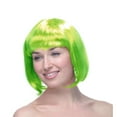 thumbnail image 1 of Neon Green Bob Wigs with Flat Bangs Include Wig Cap 12Inch Synthetic Fiber Hair/, 1 of 8