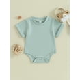 thumbnail image 3 of Musuos Baby Girls Boys Summer Romper 3 6 12 18M Infant Short Sleeve Crewneck Solid Color Casual Jumpsuit, 3 of 10