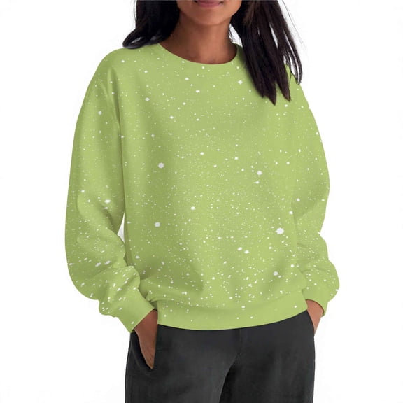 Ninixx Sparkly Printed Sweatshirts for Women Thin Casual Long Sleeve Crew Neck Pullover Shirts Fall Fashion Pullover Clothes