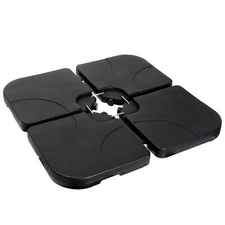 ZENSTYLE Patio Umbrella Base 4 Pieces Stitchable Square Shape Stand Refillable Reservoir, Black