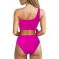 thumbnail image 3 of Xunlbb Womens Bathing Suits Women's Solid Color Lace Up Swimsuit+Swimming Trunks Sexy And Fashionable Bikini Split Swimsuit Racerback Tops with Bikinis Bottom, 3 of 6
