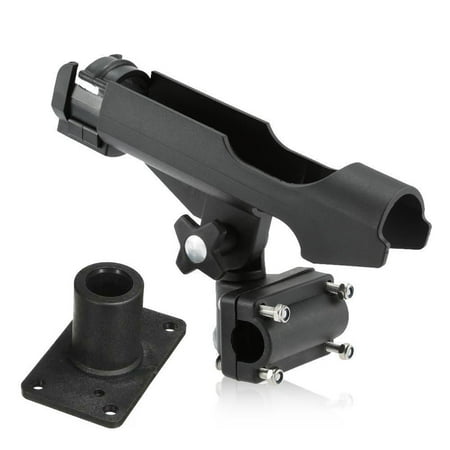Fishing Boat Rod Holder Rotatable Plastic Fishing Rod Holder Bracket Boat Canoeing Rowing Mount Fishing Rod Winder Holder with Combined Installation 4PCS Black with Screws