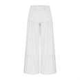 thumbnail image 5 of Laqbezok Women's High Waist Tiered Ruffle Wide Leg Pants, Smocked Elastic Waist Palazzo Trousers, Casual Flowy Pleated Summer Beach Swing Pants Boho Vacation Wear, 5 of 9