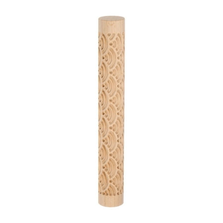 

JANGSLNG Wooden Rolling Pin Clear Texture Leaves Snowflake Water Ripple Pattern Food Grade Slab Roller Printing Handmade Pottery Clay Stamp Embossed Roller Tool Kitchen Accessories