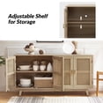 thumbnail image 5 of Boho Wooden Rattan 4 Doors TV Stand Storage Credenzas Sideboard Buffet Cabinet Acorn, 5 of 10