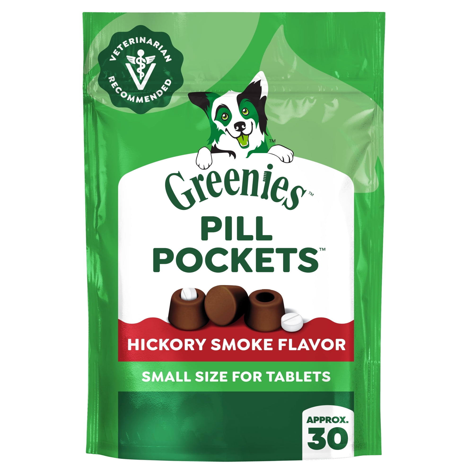Greenies Pill Pockets for Dogs Hickory Smoke Flavor Small Size Soft Dog Treats, 3.2 oz Pouch