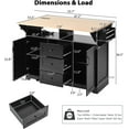 thumbnail image 6 of JESTOP 55.7" Large Kitchen Cart Island on Wheels Foldable Dining Table with 2 Drop Leaf, Power Outlet, 3 Drawers, Wood Storage Cabinet, 6 of 9