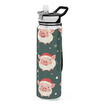 

Sports Water Bottle 1000ML Tritan Food Grade Clear Water Bottle Fitness Outdoor Sports BikeChristmas Cartoon Pig