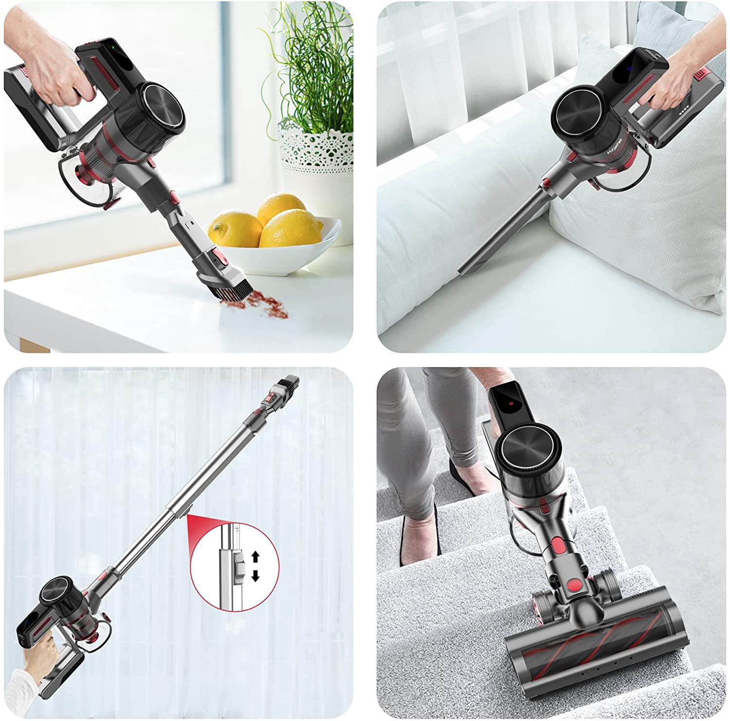 Cordless Vacuum Cleaner, Brushless Motor with 26Kpa Powerful Suction Stick Vacuum, Up to 45Mins Max Runtime Detachable Battery