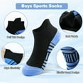 thumbnail image 3 of Kids Trainer Socks Boys Sports Ankle Athletic Socks 12 Pairs Black White Design of Splicing Stripes Breathable Socks for 1-14 Years Children, 3 of 5