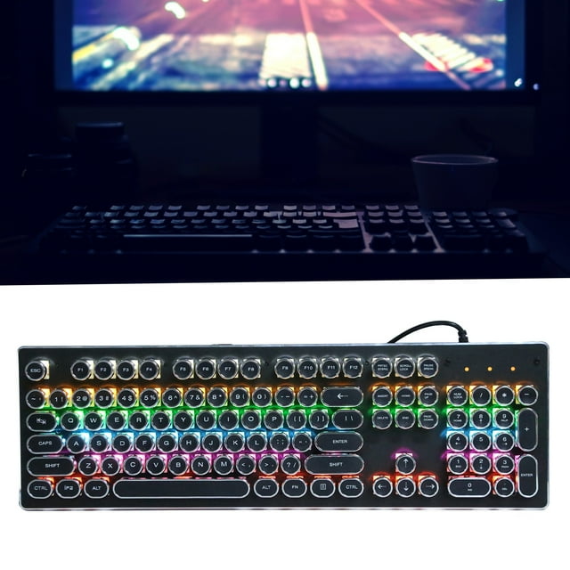 Clavier de Jeu Mécanique Ergonomique à 104 Touches, Lumière Mixte, Design Ergonomique avec Clic