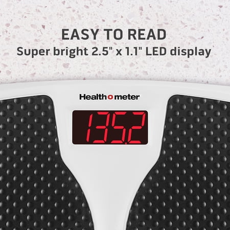 HEALTH O METER SPLIT MAT DIGITAL SCALE, 400 LBS CAPACITY, LED DISPLAY, BLACK AND WHITE