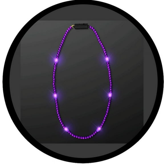 Blinkee  LED Necklace with Purple Metallic Beads for Mardi Gras