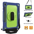 thumbnail image 2 of SOATUTO for Samsung S8 Plus S7 Plus S7 FE 12.4 inch Tab Case with S Pen Holder Kickstand Shoulder Hand Strap Hybrid Kids Friendly Case for Samsung Galaxy S8 Plus / S7 FE SM-T730 T736 - Navy+Green, 2 of 6