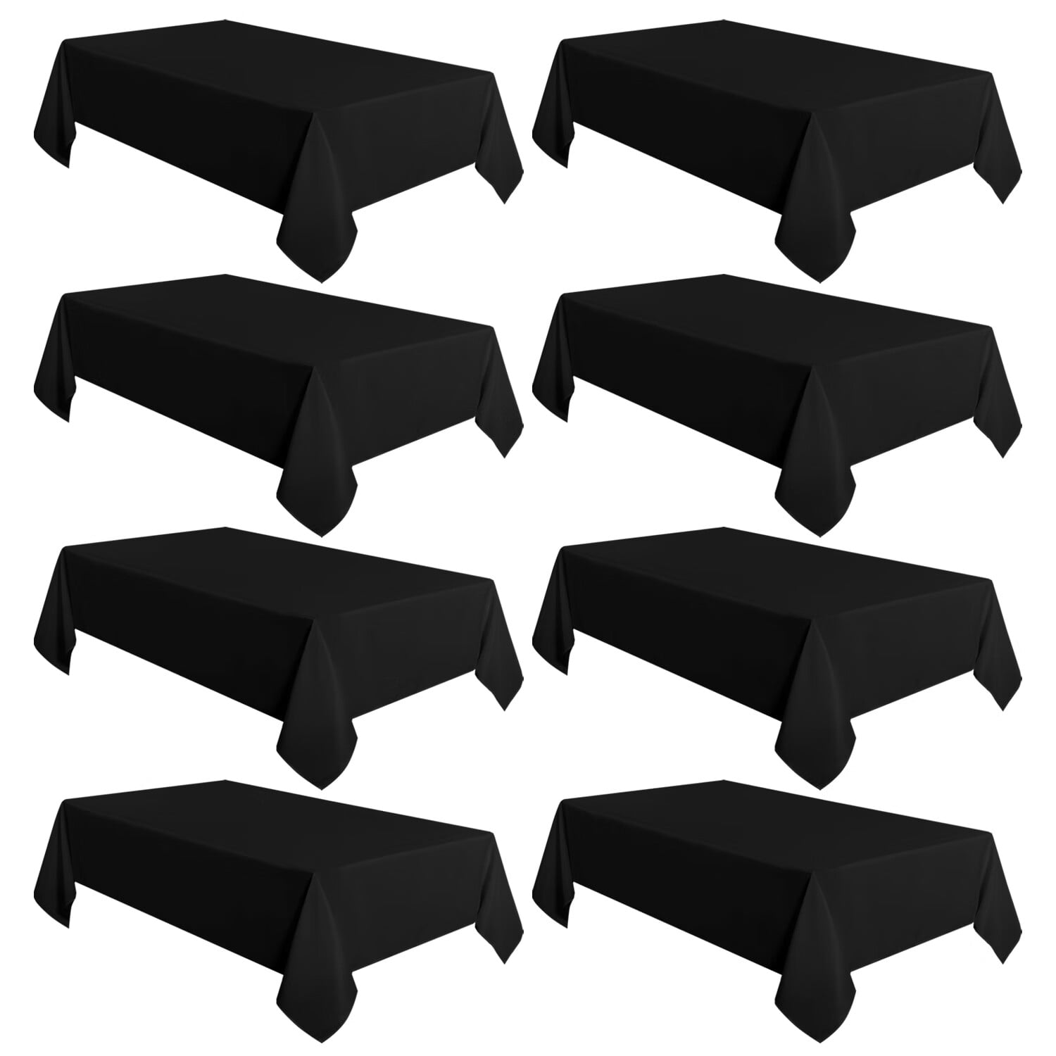LUSHVIDA 8 Pack Black Tablecloths 60 inch x 120 inch Rectangle Table