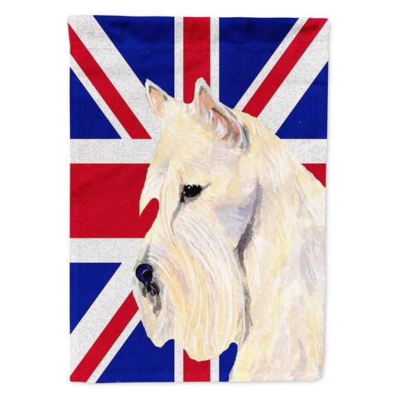 Scottish Terrier Wheaten with English Union Jack British Flag Flag Canvas House Size