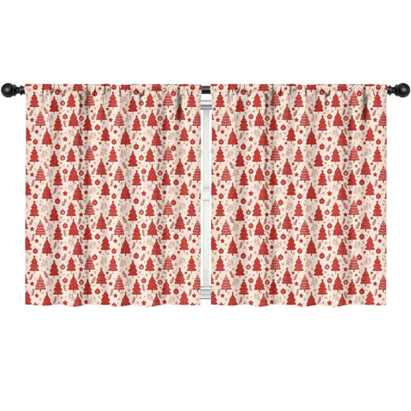 Blackout Kids Curtains,Red Christmas Tree Pattern Childrens Insulated Curtains Set Of 2,Bedroom Essentials,Toddler Room Decor 52"x63"