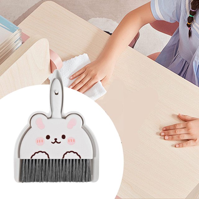 Juego pequeño de escoba y recogedor, juguetes de limpieza para niños pequeños, cepillo de mano, pequeño ayudante de limpieza para escritorio, coche, conejo