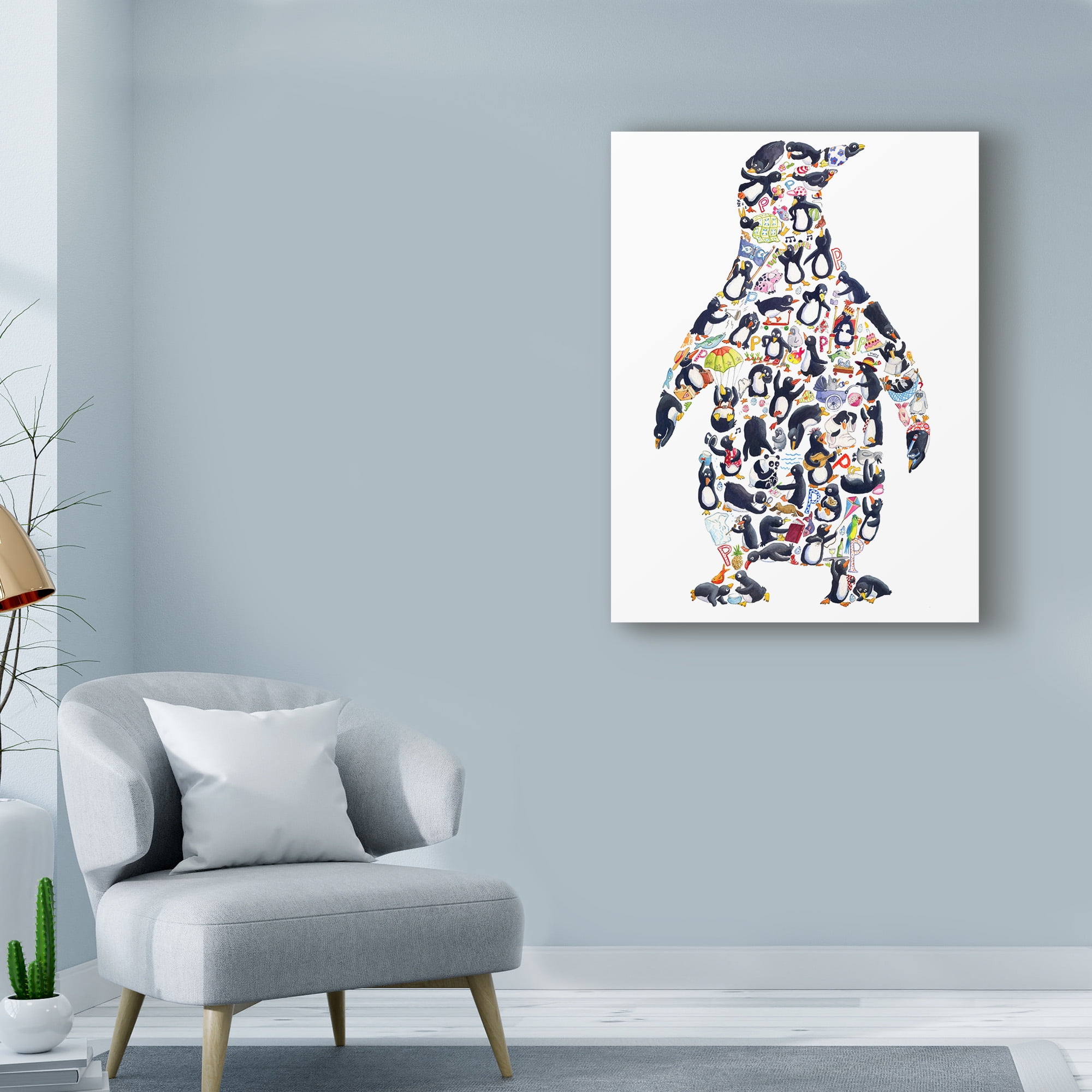 Trademark Fine Art 'Penguin Collage' Canvas Art by Louise Tate
