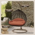 thumbnail image 3 of LeisureMod Hanging Swing Chair Two-Person Seater Egg Chair Brown Frame in Teardrop Design with Armrest Removable Zippered Washable Polyester Cushion Cover for Indoor and Patio Recluse Collection, 3 of 11