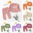 thumbnail image 4 of KPOPLK Baby Girls Ribbed 2 Piece Outfit MAMA'S MINI 3M 6M 9M 12M 18M 24M 2T 3T 4T Sweatshirt and Pants Set Clothing,Size 3-6 Months, 4 of 7