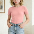 thumbnail image 2 of CFXNMZGR Girls Summer Shirts Girls T Shirt Girls Shirts Short Sleeve Tee T Shirts Summer Casual Tops (Pink,7-8 Years), 2 of 5